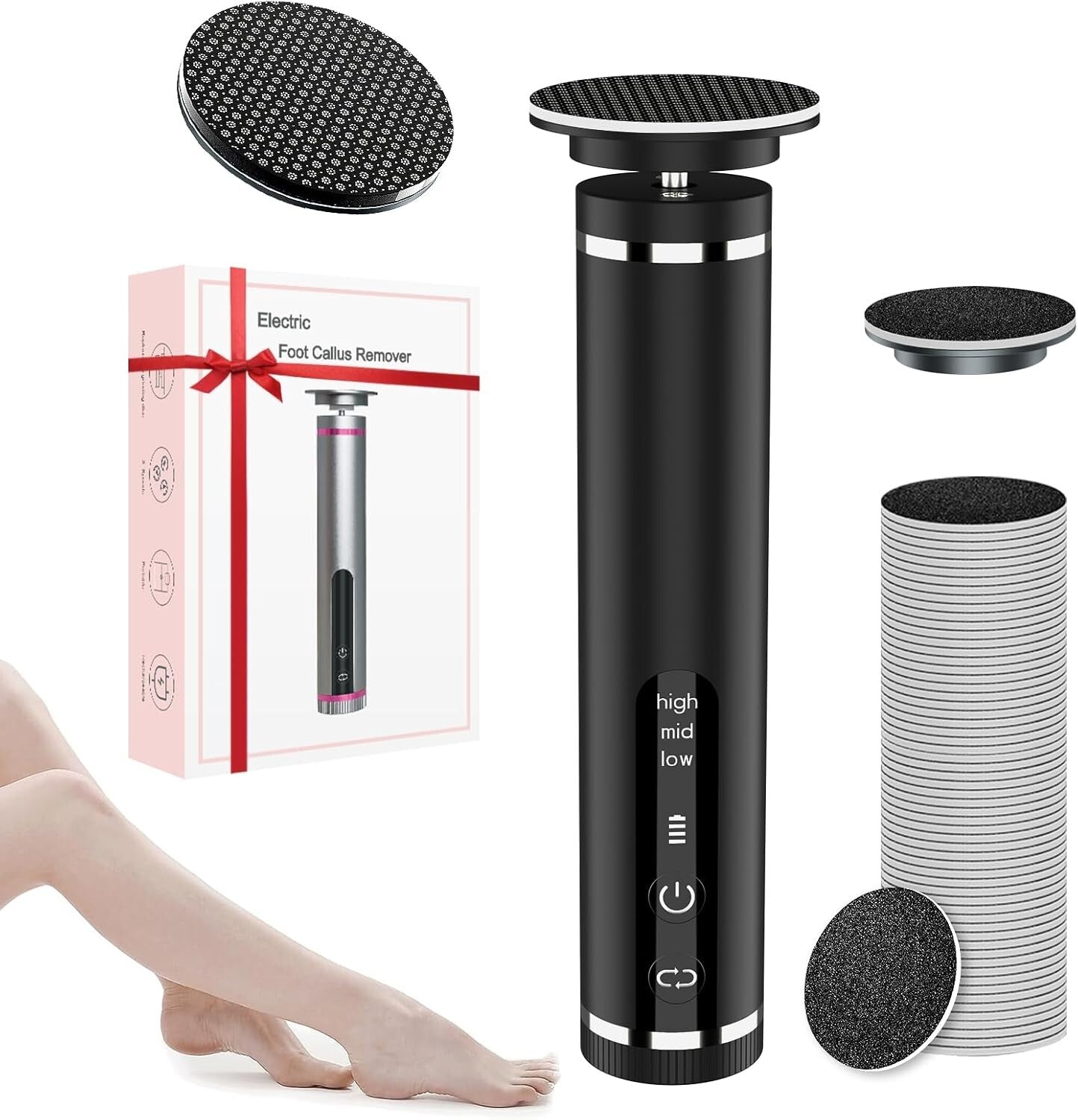 Nano-Glass Electric Foot Callus Remover - Cordless, Adjustable Speeds & 60 Discs