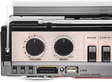 Load image into Gallery viewer, Portable Bluetooth Boombox - Retro Cassette Player, AM/FM Radio &amp; USB - Red