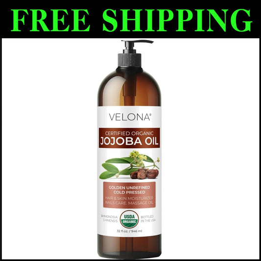 100% Pure Cold Pressed Jojoba Oil 32 Oz - Promotes Hydrated Skin & Healthy Hair