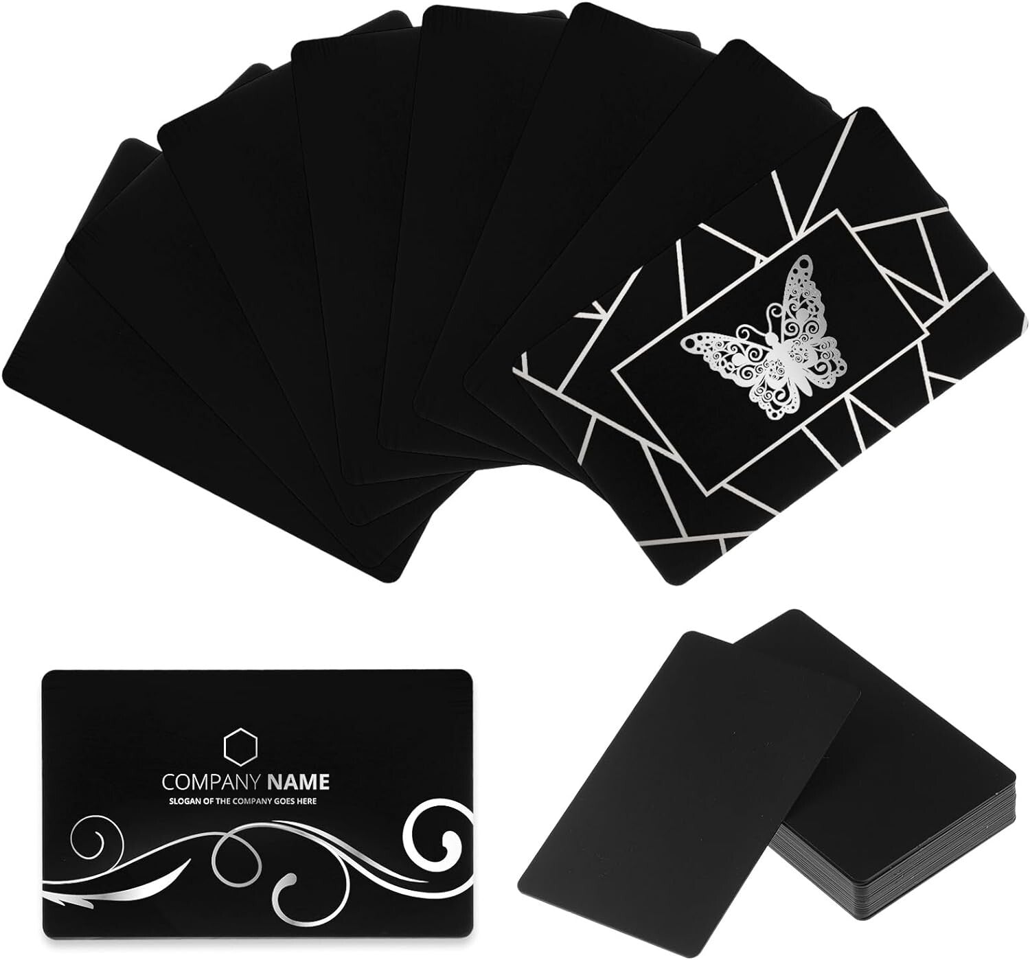 100-Pack Customizable Metal Business Cards - Durable Aluminum 3.4 x 2.1 inch