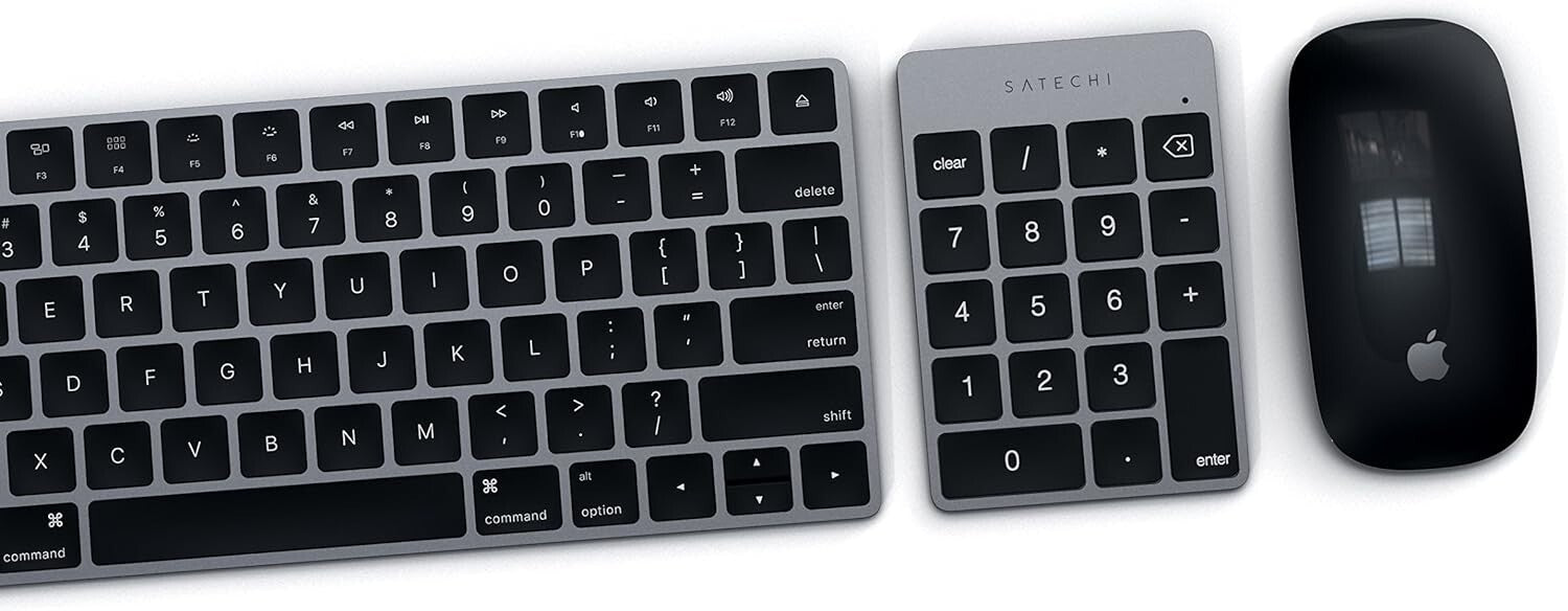 Ergonomic Wireless 18-Key Numeric Keypad for Mac & Windows - Space Gray