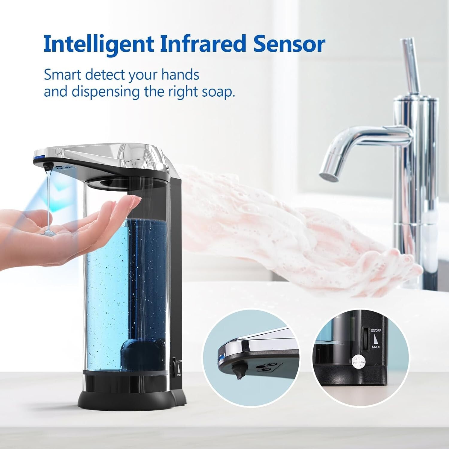 Elegant 500ml Touchless Soap Dispenser - Infrared Sensor with Adjustable Volume