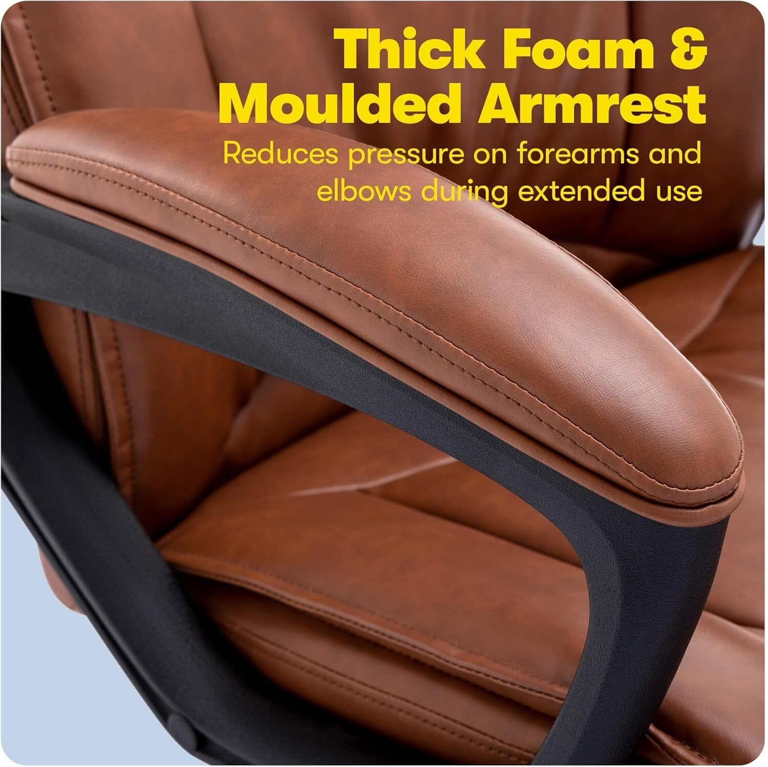 Cognac Bonded Leather Executive Desk Chair with Easy Assembly - 275 lbs Capacity