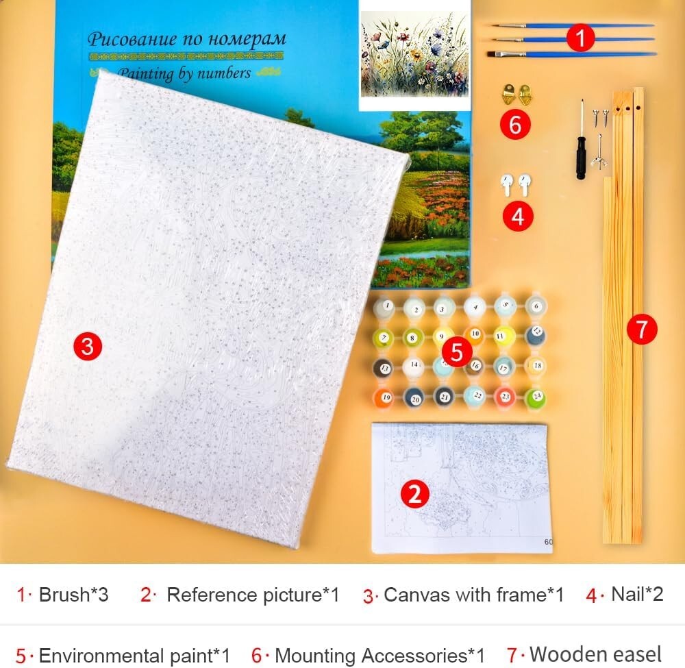 Artistic Floral Acrylic Paint by Number Kit - Perfect 16x20 Framed Gift