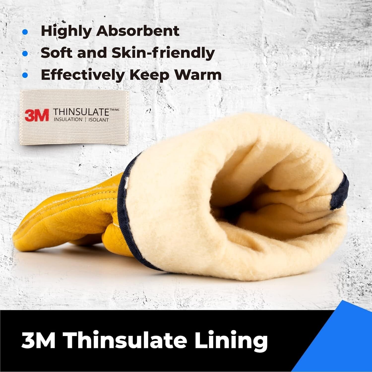 Ergonomic Thinsulate Winter Work Gloves - 2 Pairs of Durable Cowhide Gloves
