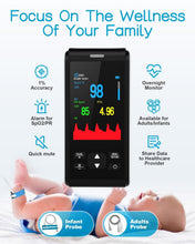 Load image into Gallery viewer, Accurate Baby &amp; Adult Pulse Oximeter with Alarm - Continuous Monitoring Device
