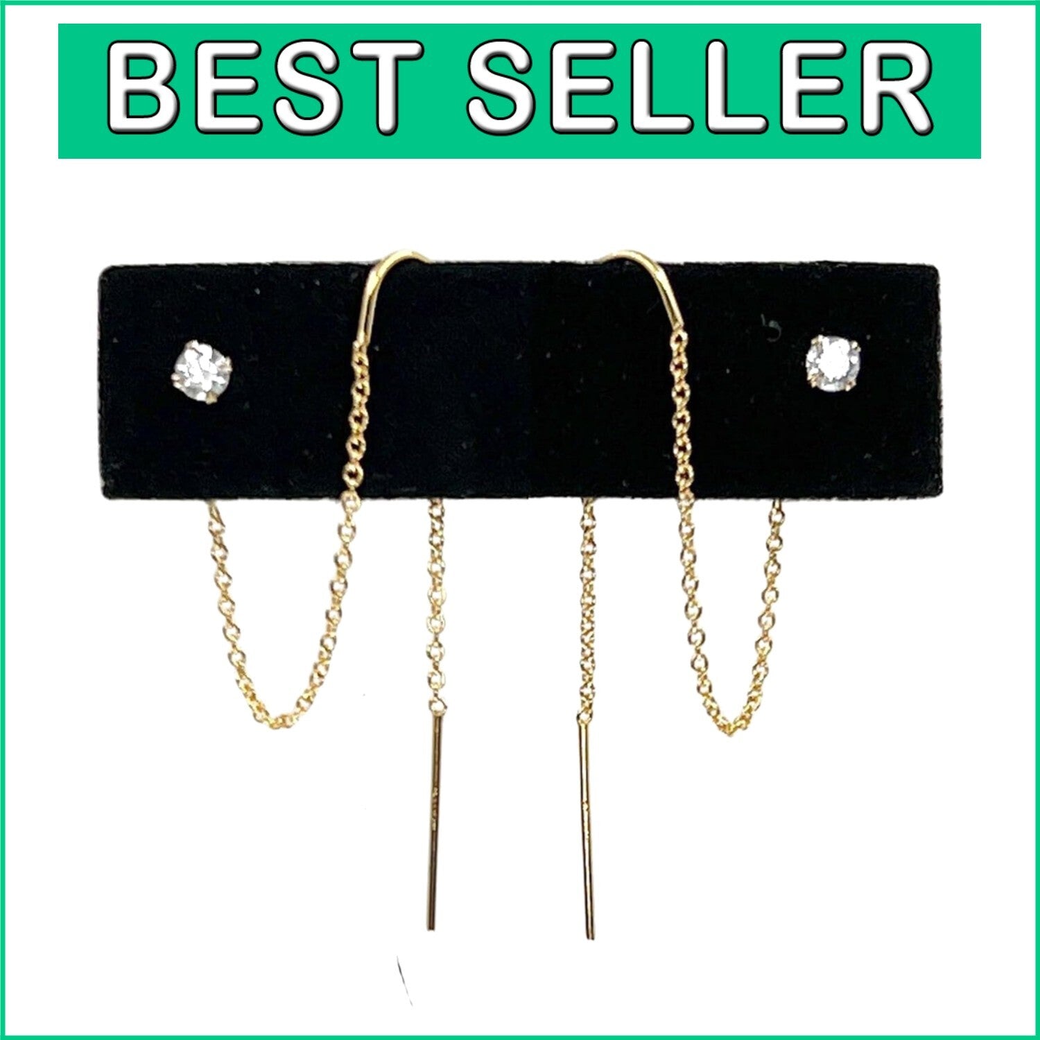 Elegant Cubic Zirconia Double Piercing Earrings - Sterling Silver or Gold Filled