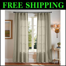 Load image into Gallery viewer, Elegant Light Green Linen Blend Curtains - 84" Long for Rustic Living Spaces