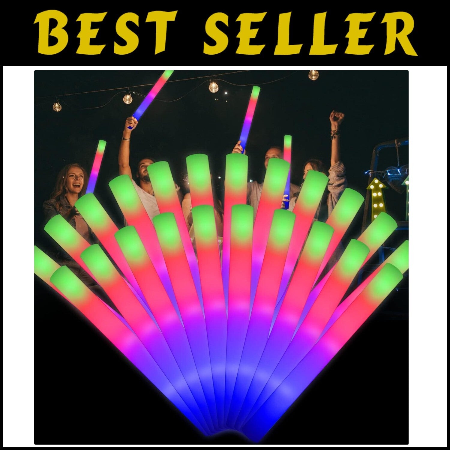 42 Pack LED Foam Glow Sticks - Three Flashing Modes for Unforgettable Parties