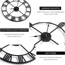 Load image into Gallery viewer, 24" Round Metal Wall Clock - Minimalist Silent Decor for Living Room &amp; Kitchen