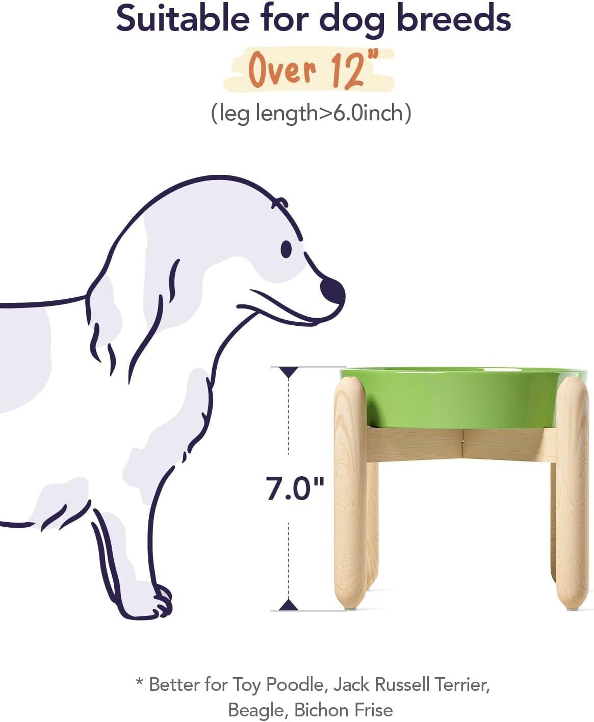 Elevated Ceramic Dog Bowls - Non-Slip Clover Green Dishes for Healthy Feeding