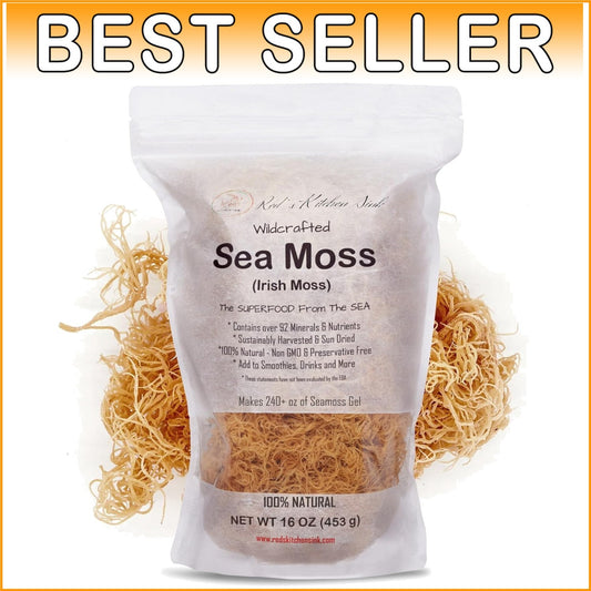 100% Natural Irish Sea Moss - Unflavored, 1 Pound for Immune & Digestive Support