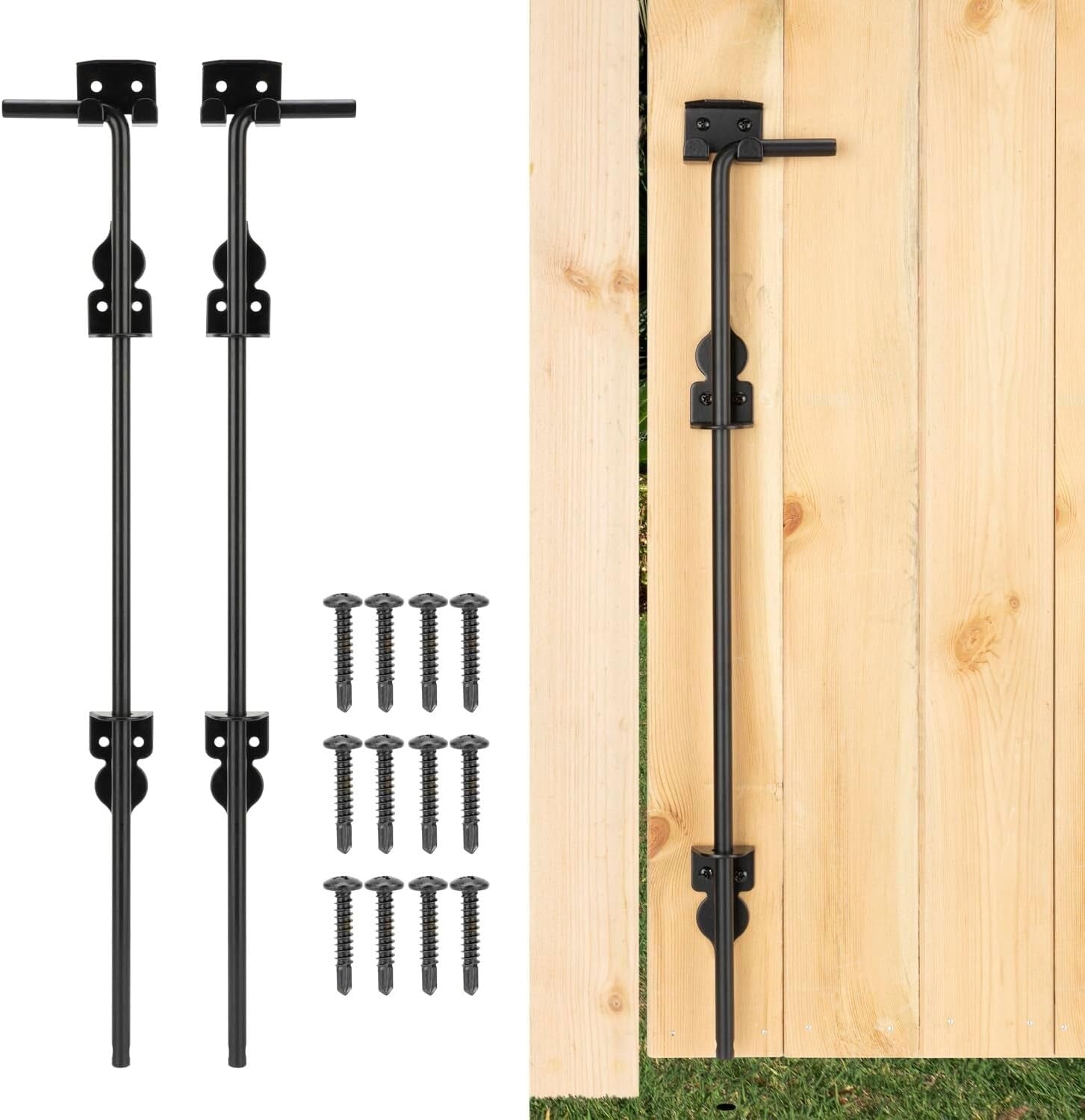 Durable 36" Cane Bolt with Powder Coating - Perfect for Gates & Fences, 2-Pack