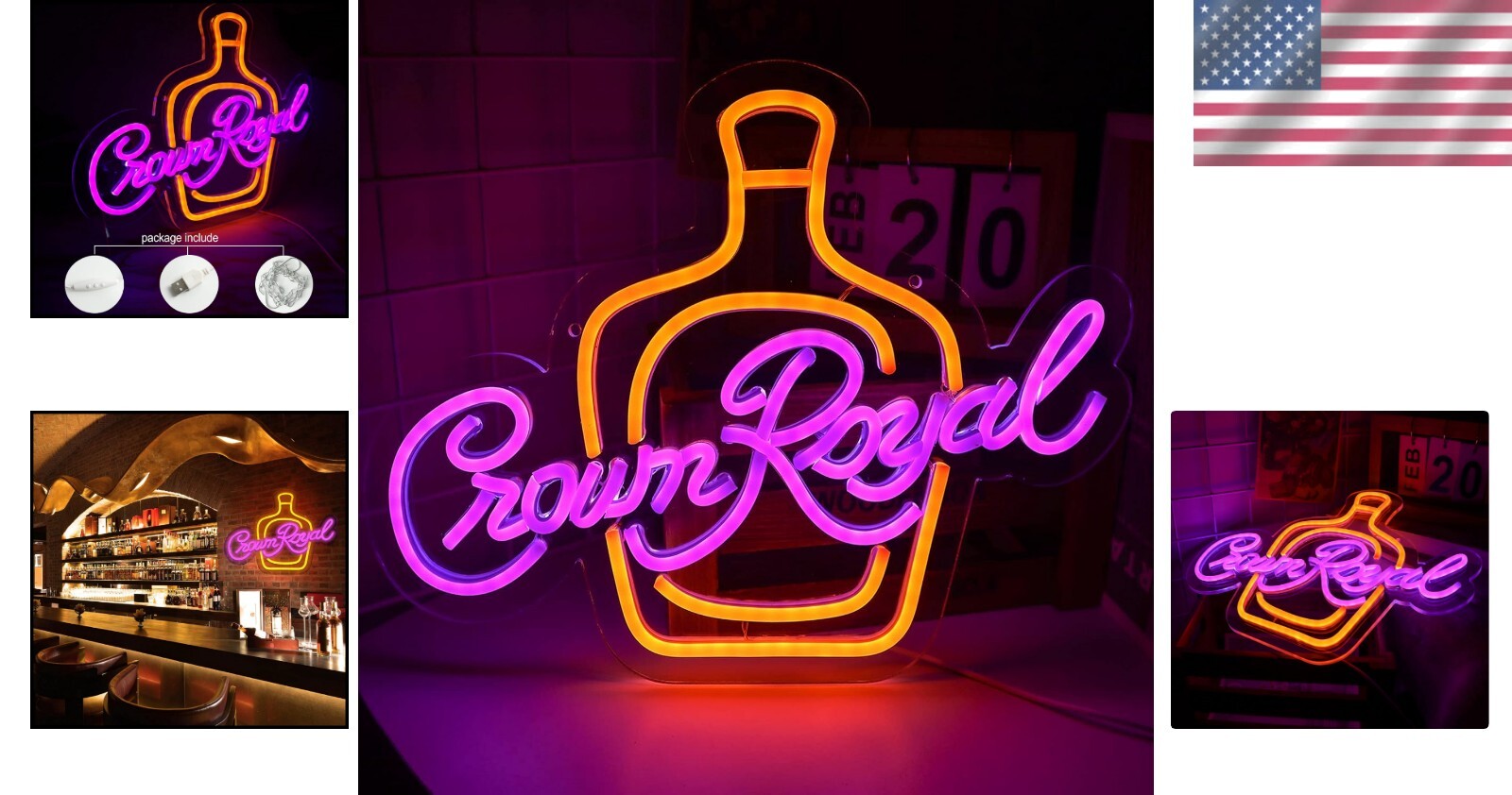 Elegant Wall-Mounted Crown Royal Neon Sign for Creative Bachelor Party Decor