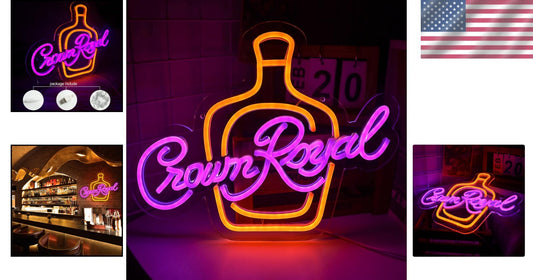 Elegant Wall-Mounted Crown Royal Neon Sign for Creative Bachelor Party Decor