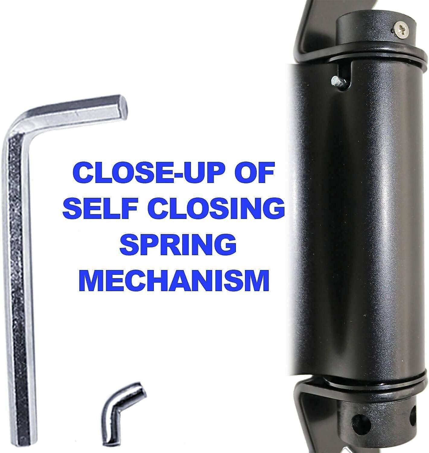 Durable 8" Black T-Gate Hinge Kit with Self-Closing Feature - Surface Mount