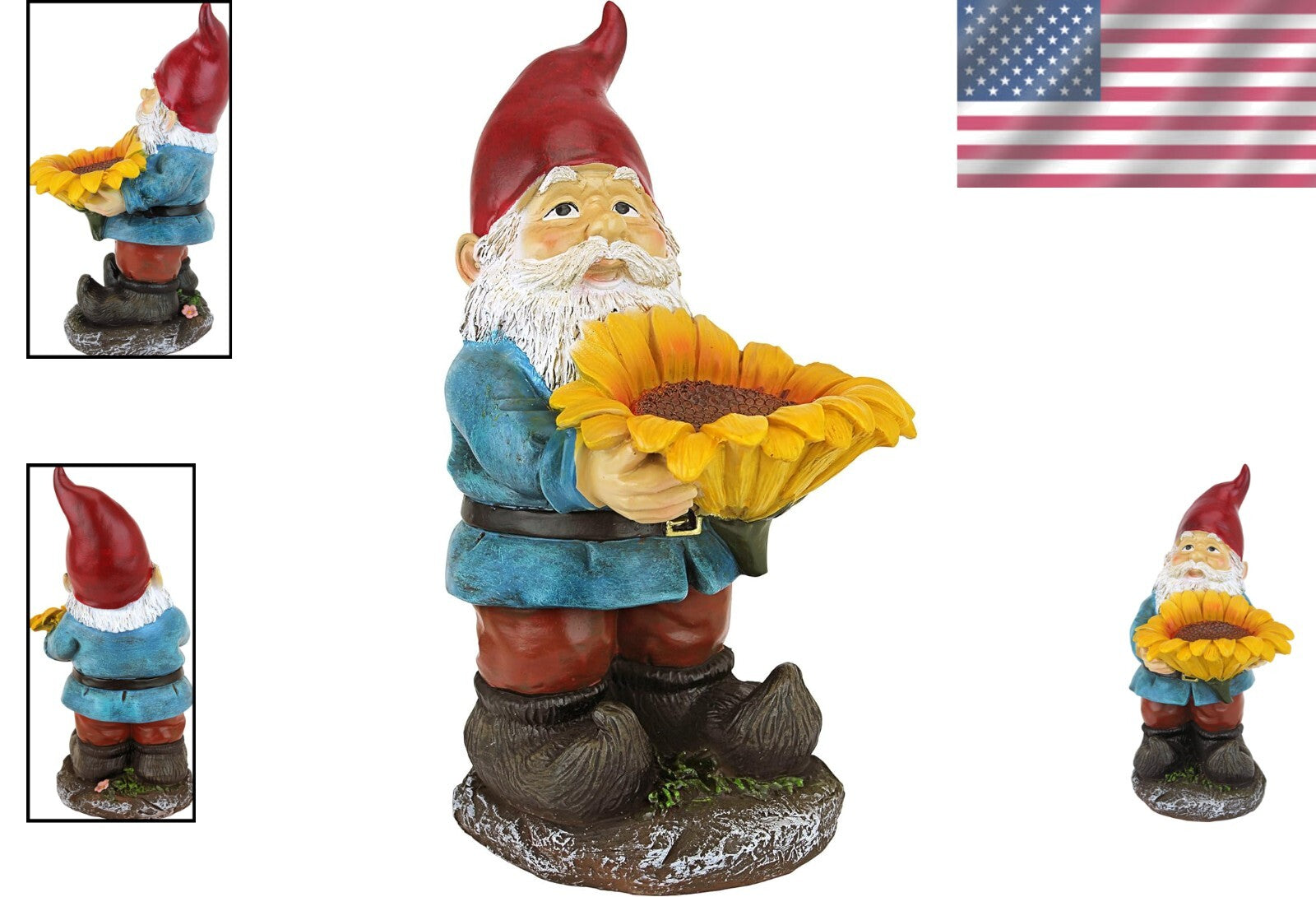 Charming Sunflower Sammy Gnome Statue with Bird Feeder - Outdoor Decor Delight