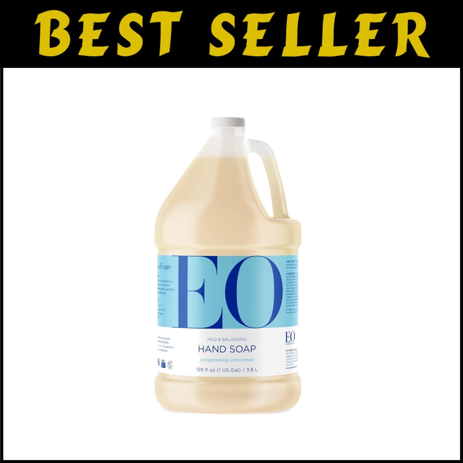 Natural EO Unscented Hand Soap Refill - 1 Gallon, Gentle Plant-Based Nourishment