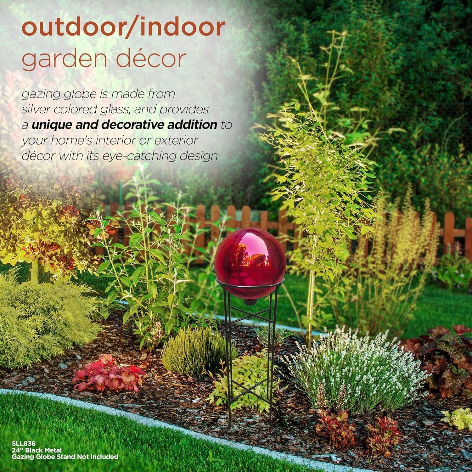 10" Weather-Resistant Art Deco Glass Gazing Sphere for Home & Garden