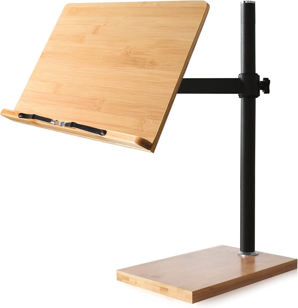 Ergonomic Bamboo Book Stand - Adjustable Height for Safe, Hands-Free Reading