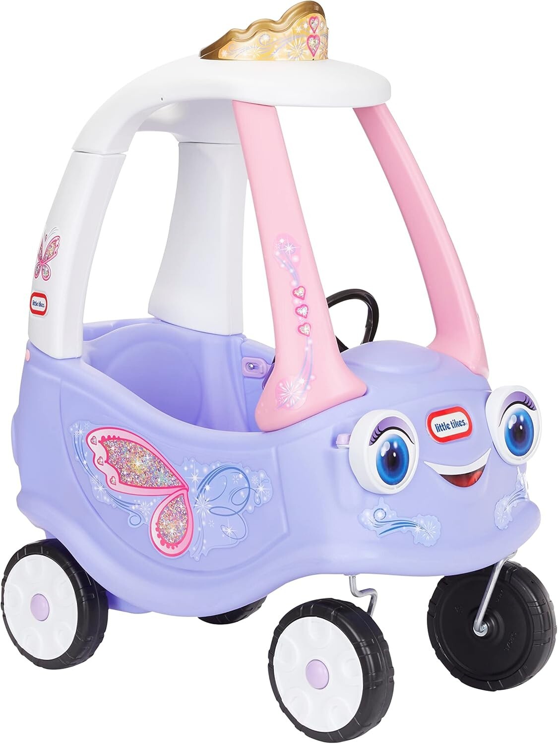 Children's Fairy Cozy Coupe with 360-Degree Front Wheels - Imaginative Ride-On