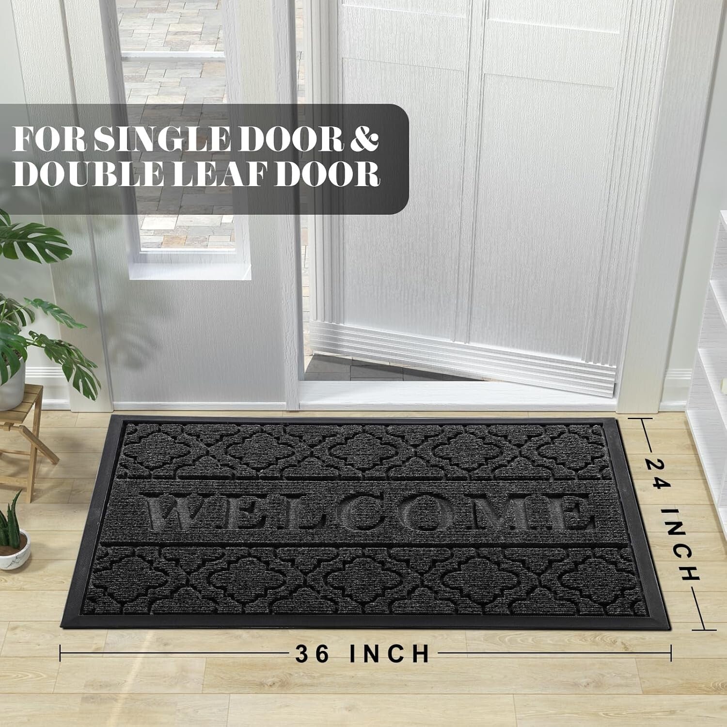 36x24 Inch Fade & Stain Resistant Doormat for High Traffic Indoor/Outdoor Areas
