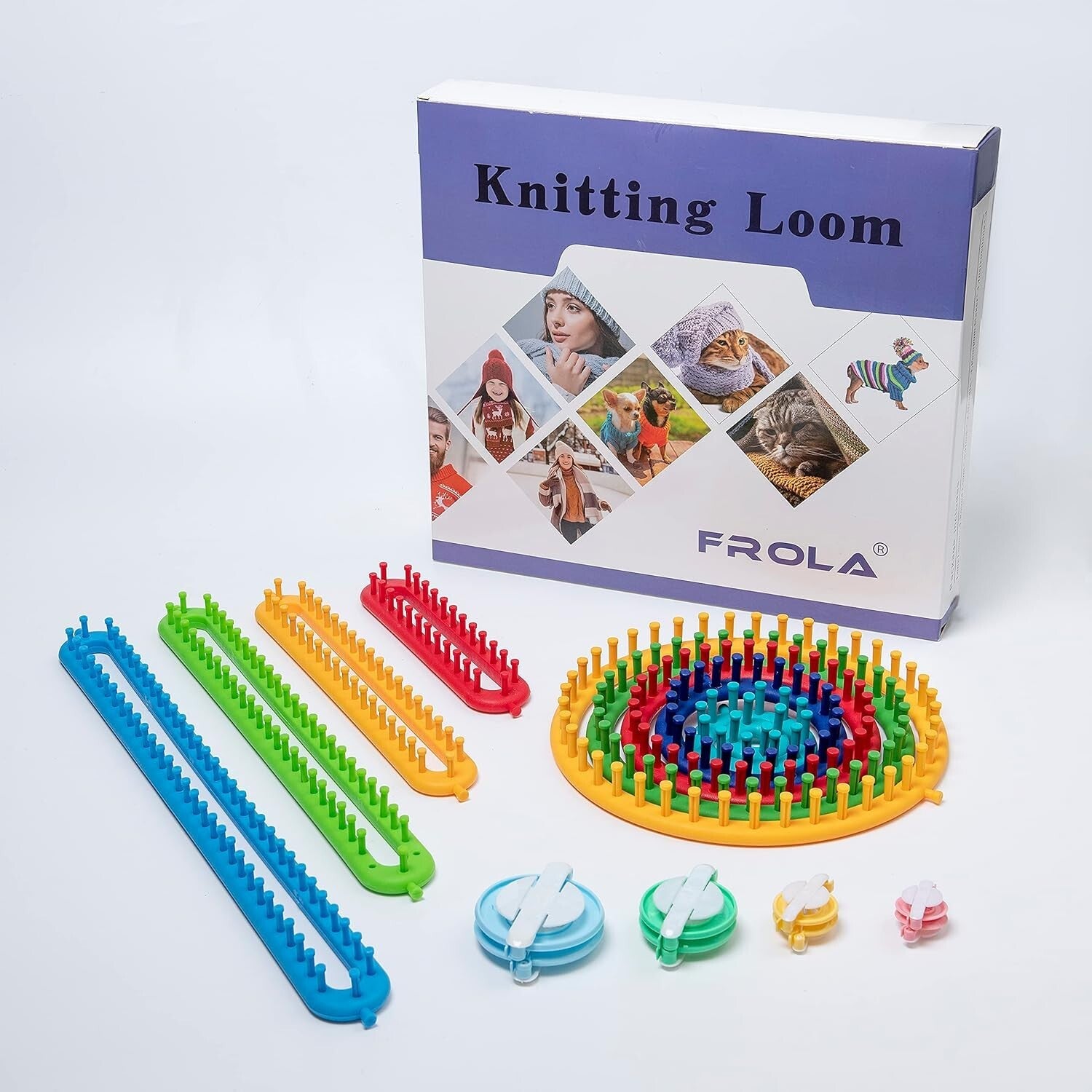 Lightweight Knitting Loom Kit with Spare Pegs and Helpful Videos for Beginners