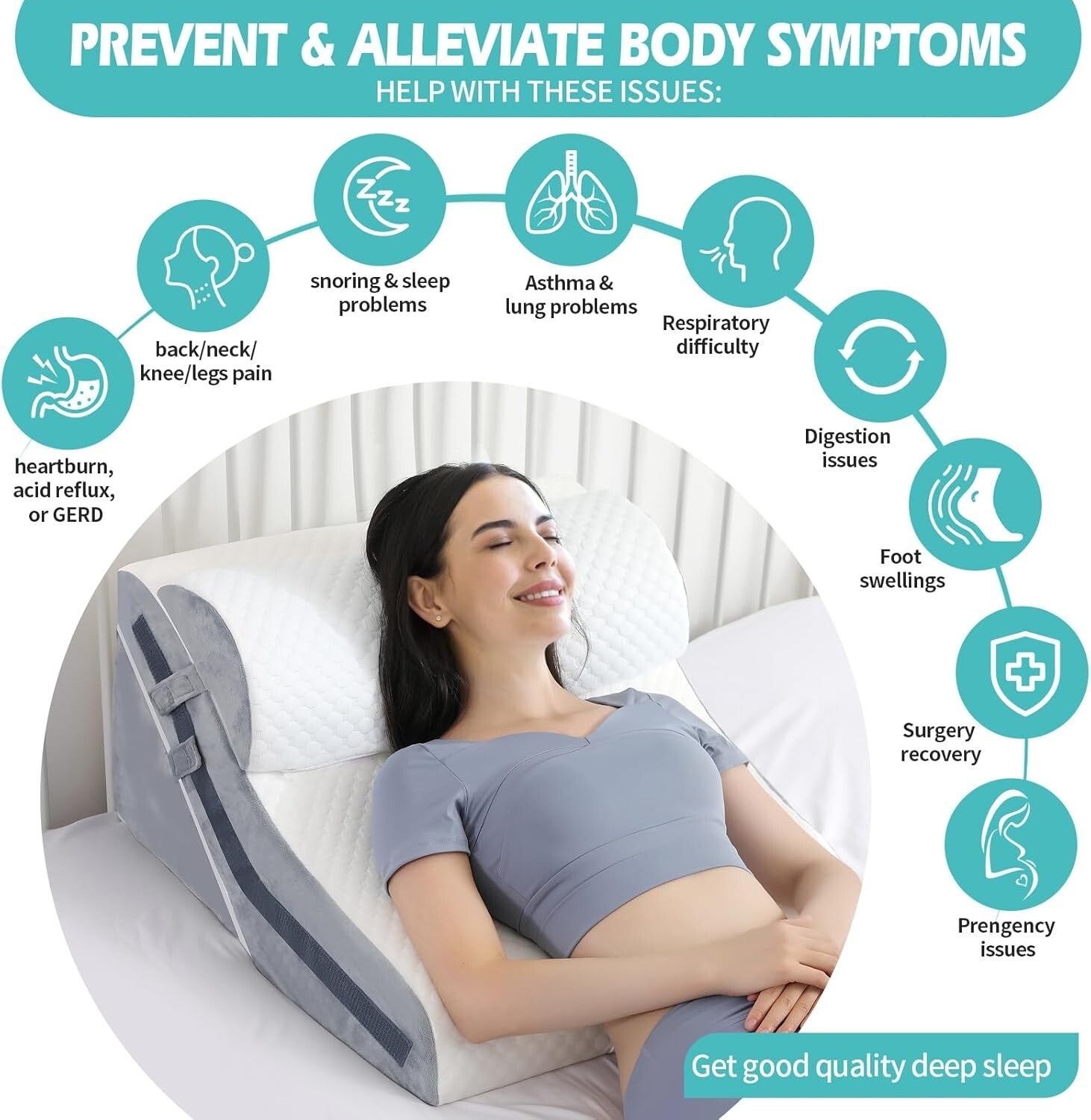 Ergonomic 3-Piece Wedge Pillow Set – Ideal for Sleep, Recovery & Relaxation