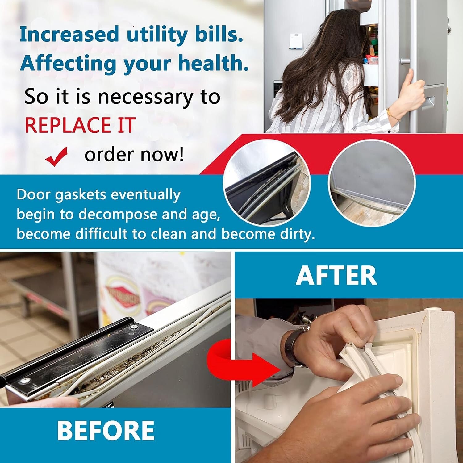 Durable White Freezer Door Gasket - Quick Install for Frigidaire Refrigerators