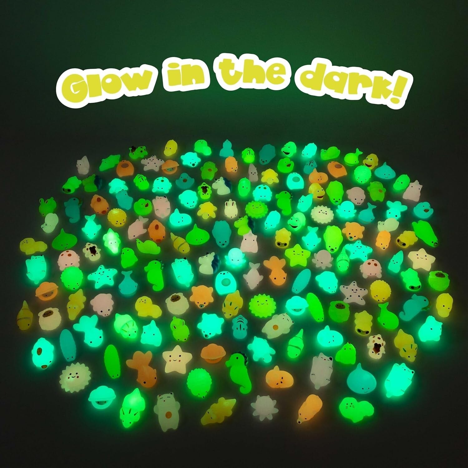 160 Assorted Squishy Fidget Toys with Glow in the Dark - Fun Kids Party Treats