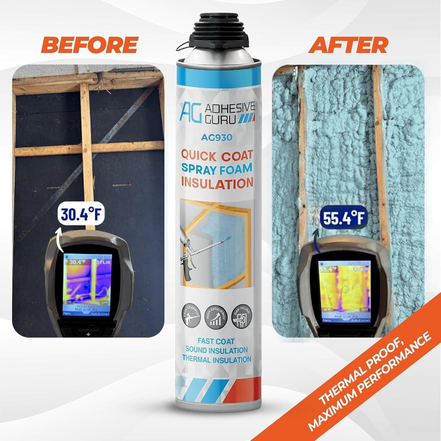 12-Pack Heat Insulation Spray Foam - Fast Curing Polyurethane for All Projects