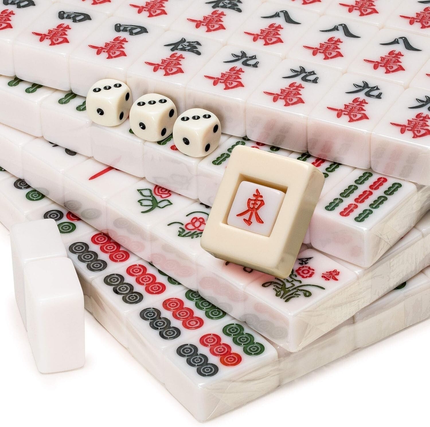 Deluxe Chinese Mahjong Set - 146 Tiles, 3 Dice, Wind Indicator in Portable Case