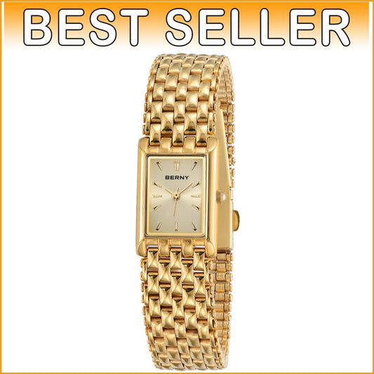 Elegant Adjustable Gold Plated Watch for Women with Quartz Movement and Tools