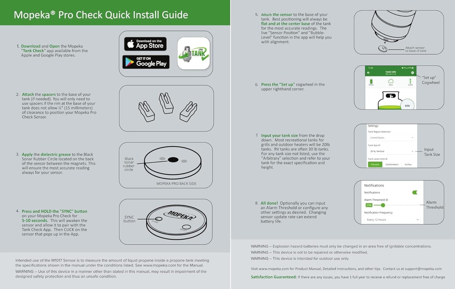 Advanced Ultrasonic Propane Tank Indicator with App - Precise and Convenient