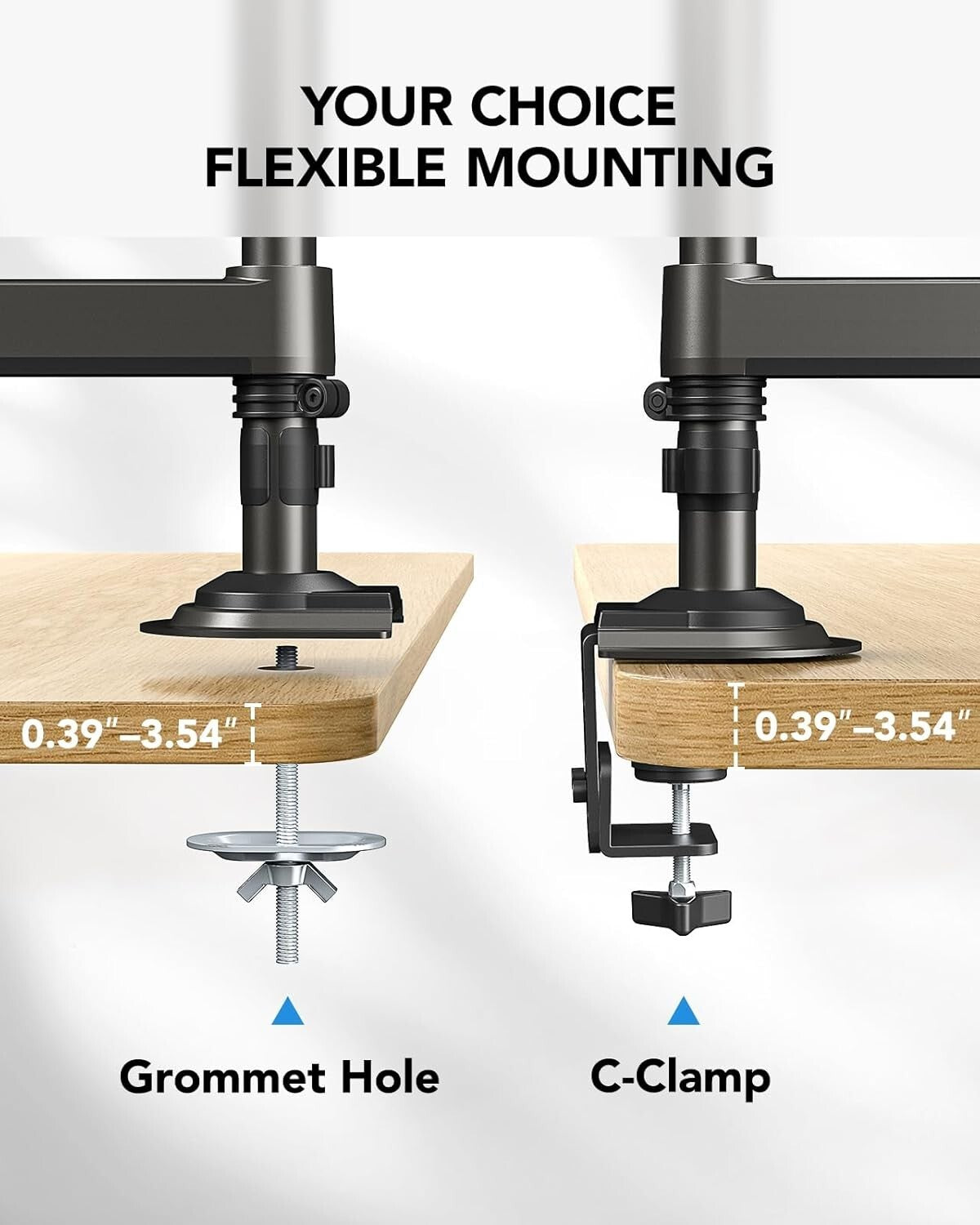 Ergonomic Dual Display Monitor Stand - Tilt/Swivel/Rotate for Optimal Viewing