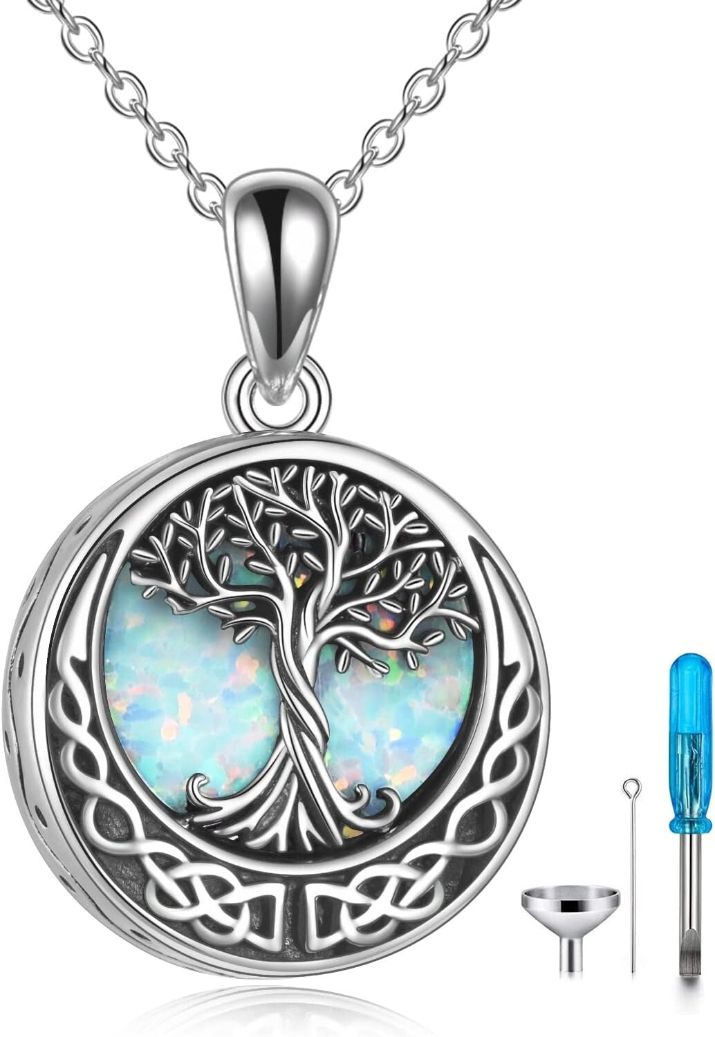 Personalized Tree of Life Memorial Urn Necklace - Sterling Silver with Engraving