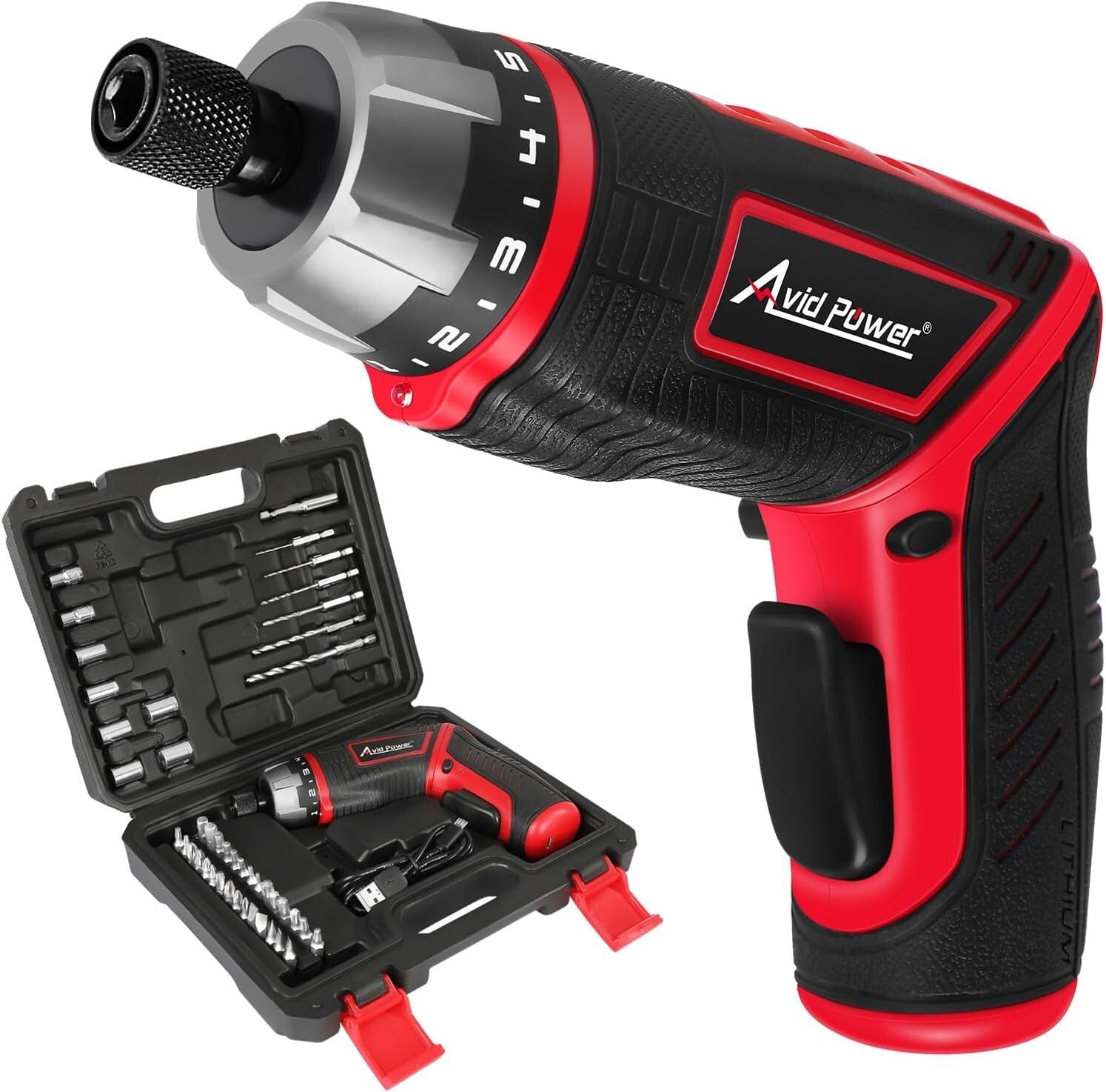 Compact 4V Electric Screwdriver Kit with 200 RPM Speed & Dual Position Handle