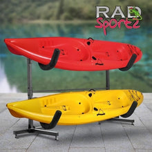 Load image into Gallery viewer, Heavy-Duty Freestanding Kayak Storage Rack with Padded Arms - Holds 2 Kayaks