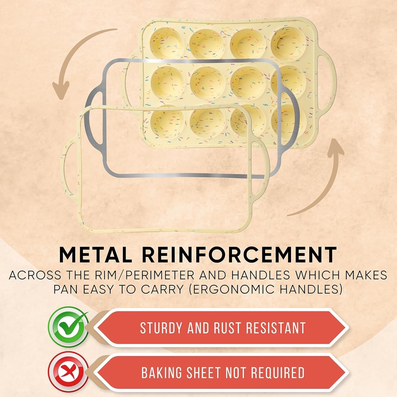 BPA-Free Silicone Mini Muffin & Cupcake Pan - 12 Cups, Oven & Dishwasher Safe