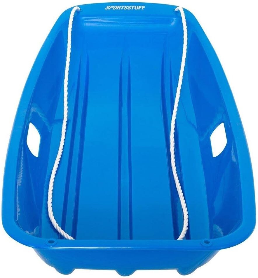 SportStuff Classic Snow Toboggan for Kids - 1-Person Plastic Sled in Blue