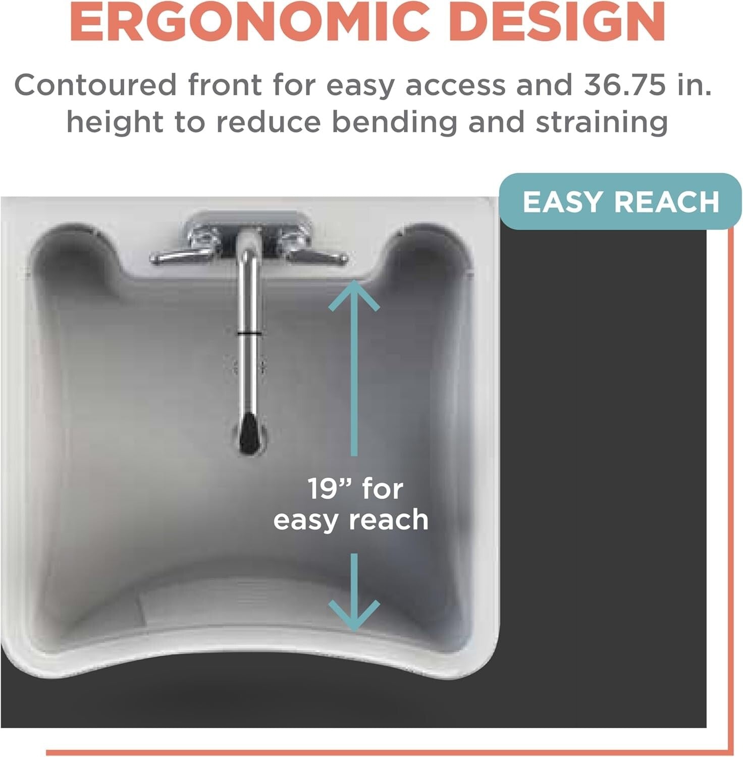 All-in-One Utility Sink with Shelf & Hooks for Convenient Laundry Setup - White