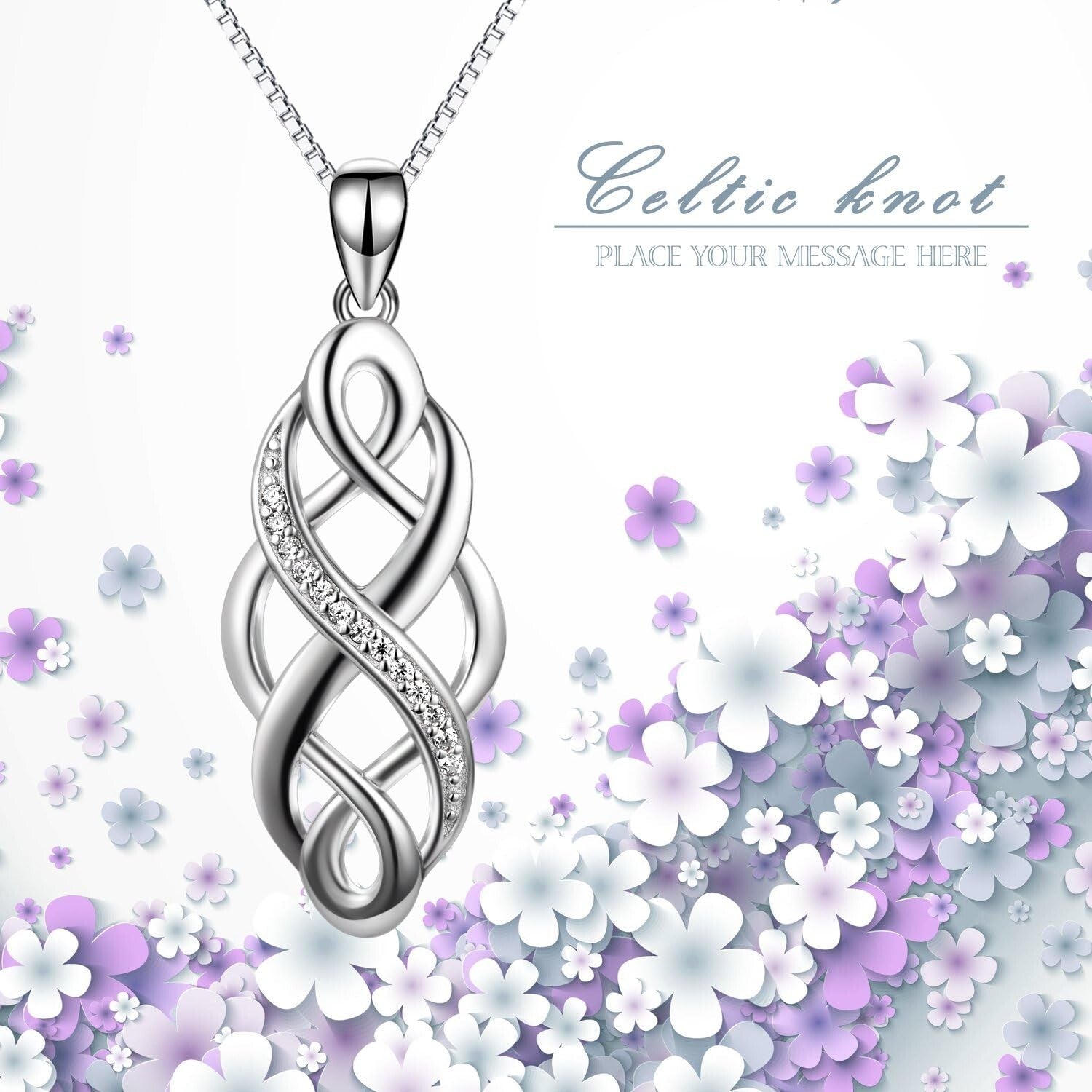 Lightweight 18" Celtic Knot Opal Necklace in Sterling Silver - Ideal for Gifting
