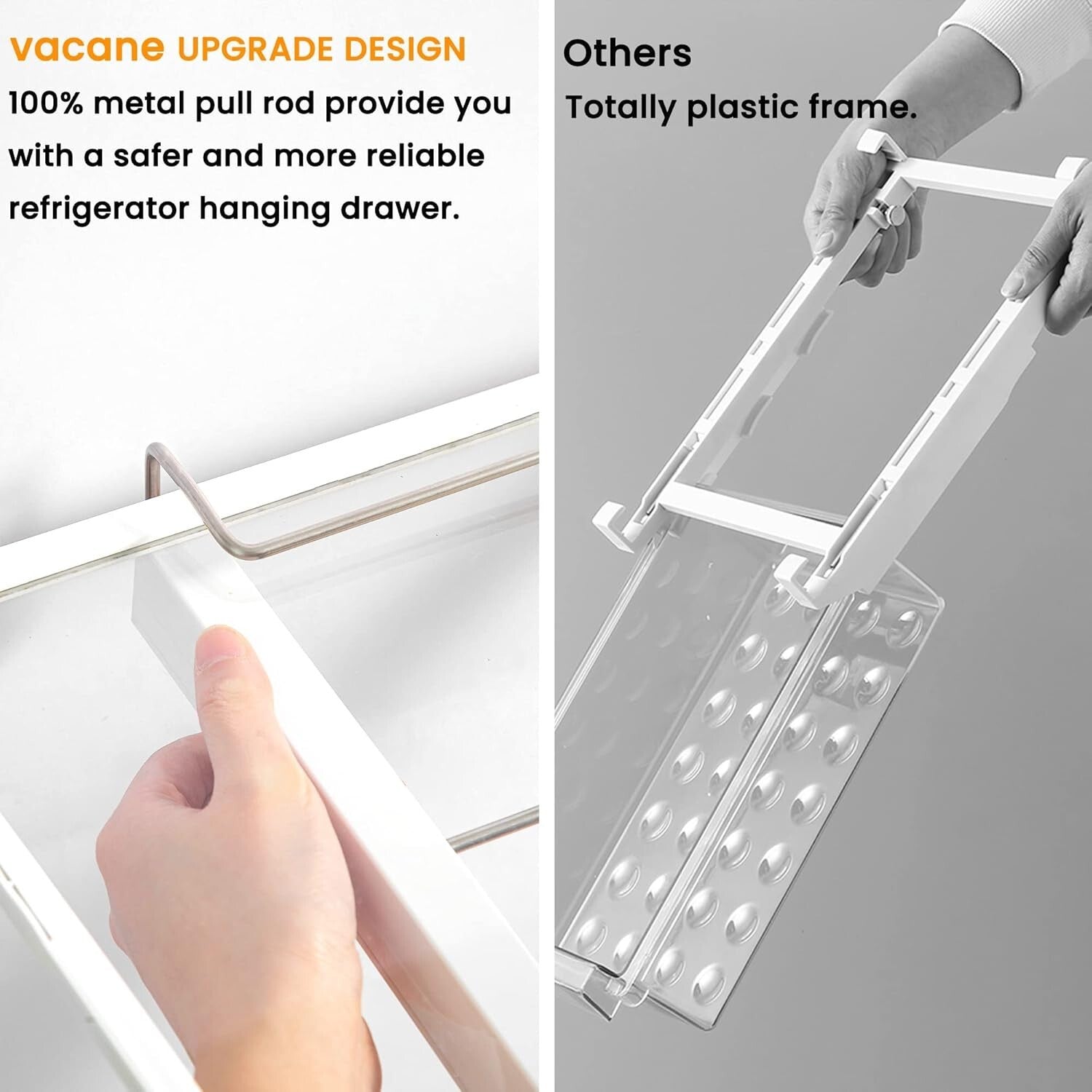 Large Clear Refrigerator Drawer with Removable Egg Tray - BPA Free Organizer