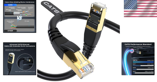 100 ft Cat7/Cat8 Ethernet Cable - 40Gbps High Speed for Gaming and Streaming
