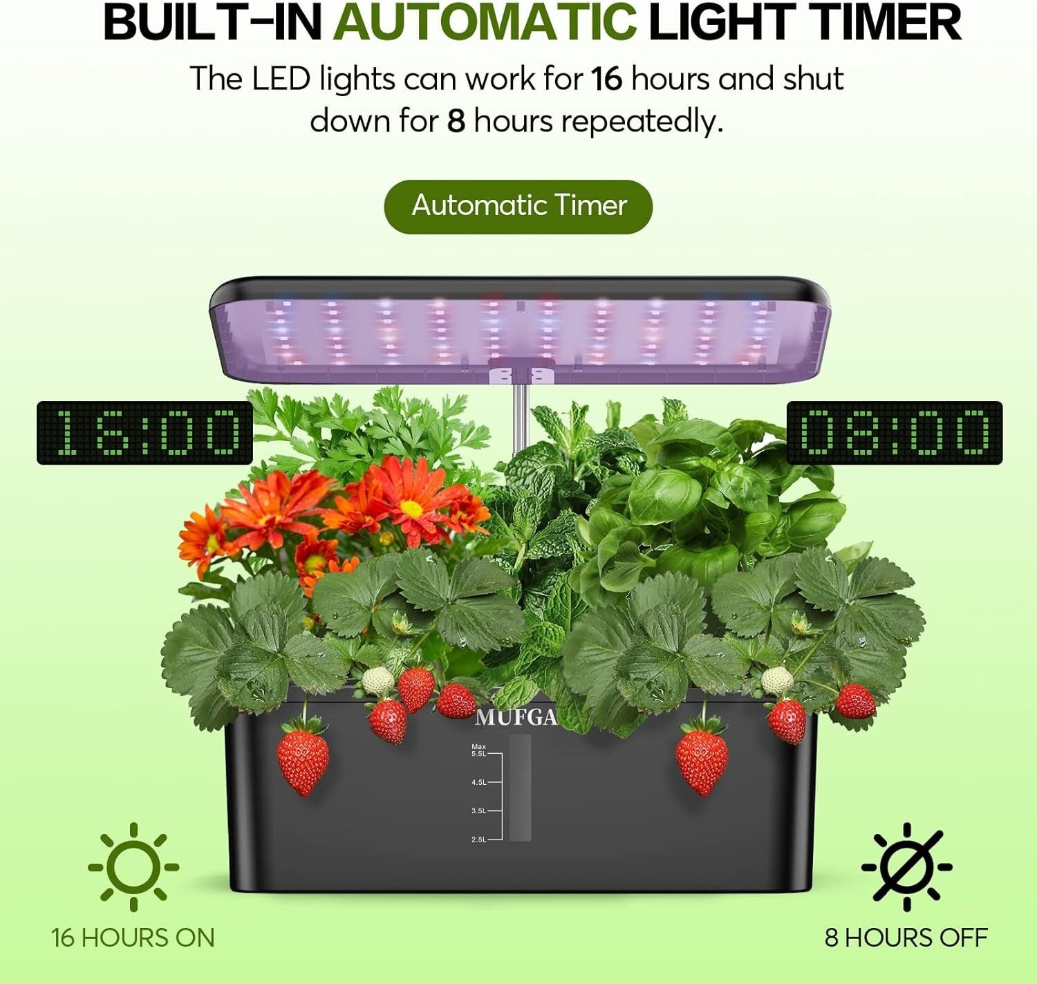 Indoor Hydroponics Growing System with LED Grow Light - 12 Pods Mini Garden Kit