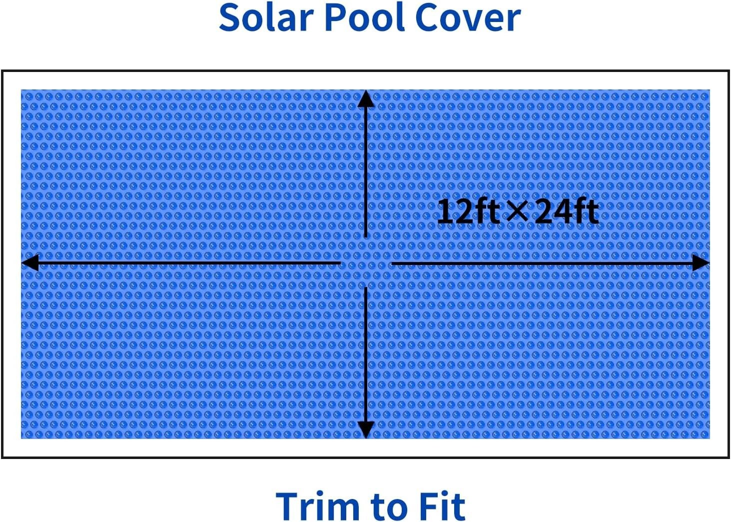 Blue Rectangular Solar Pool Blanket 12x24 ft - Maximizes Heat Retention