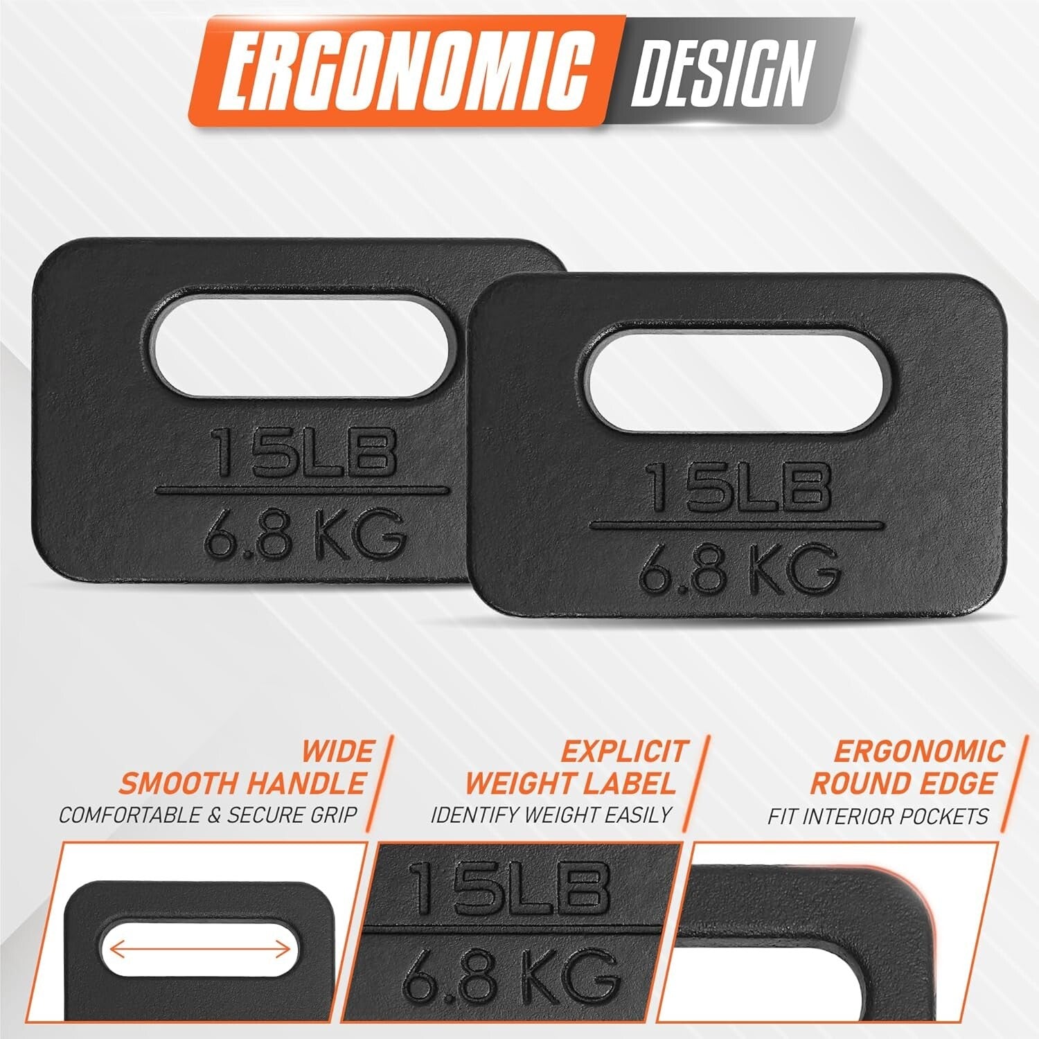 Durable 15LB Ruck Weight Plates with Comfortable Grip for Enhanced Workouts