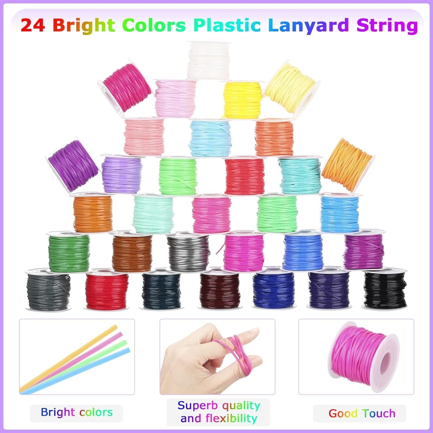 Craft with 32 Rolls of Vibrant Lanyard Strings - Perfect for Jewelry Making