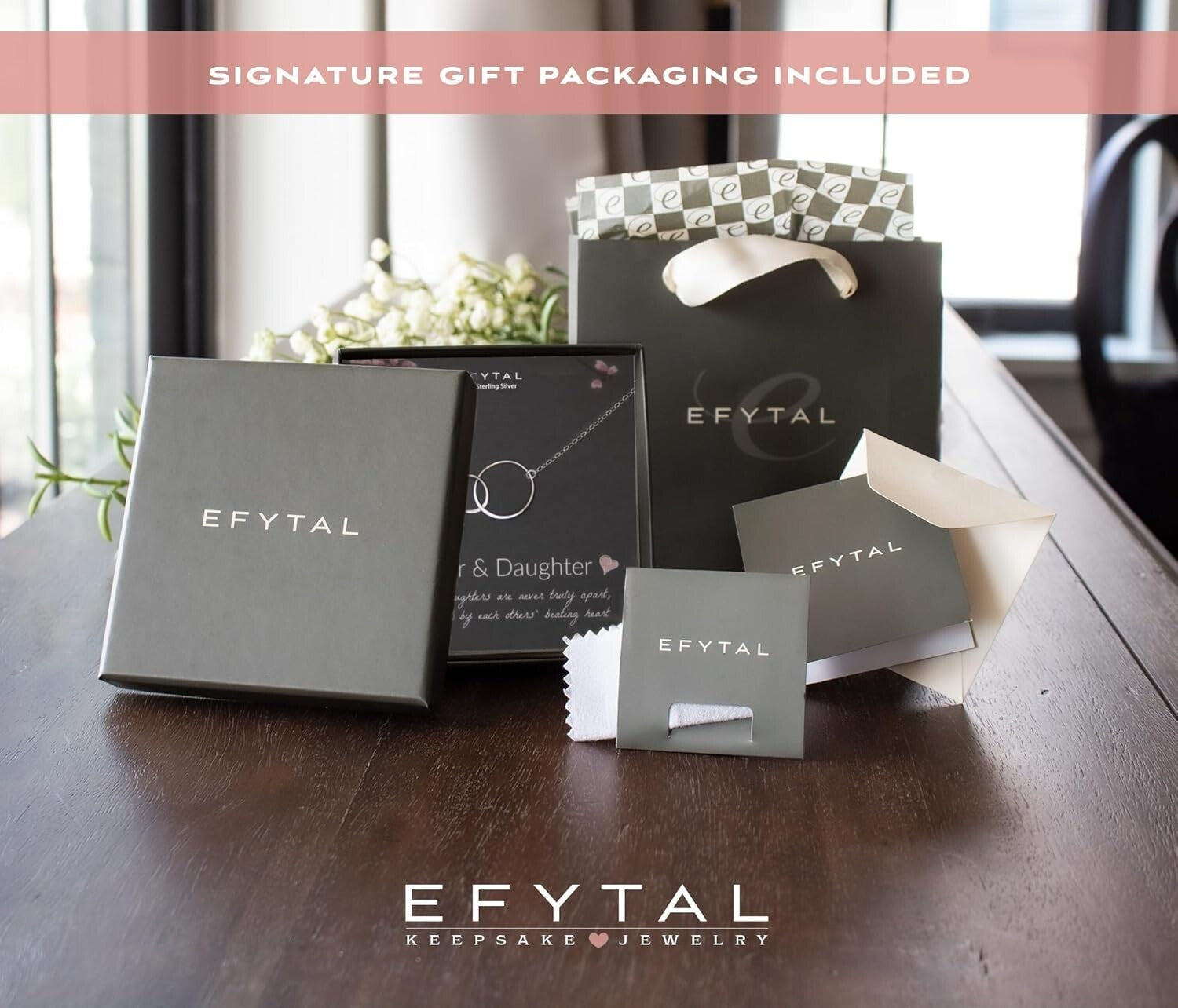 Elegant Infinity Circle Necklace - 19" Sterling Silver Mother & Daughter Gift