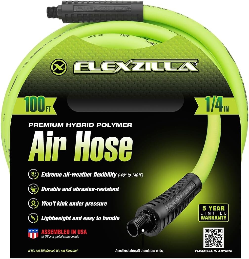100 ft Flexible Air Hose - Lightweight with Zero Memory Design for Easy Handling